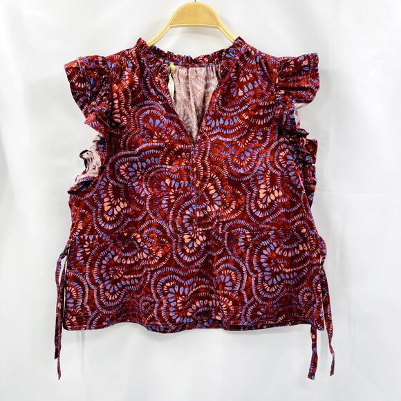 Marie Oliver S Cotton Ruffle Olive Blouse - Picture 3 of 7